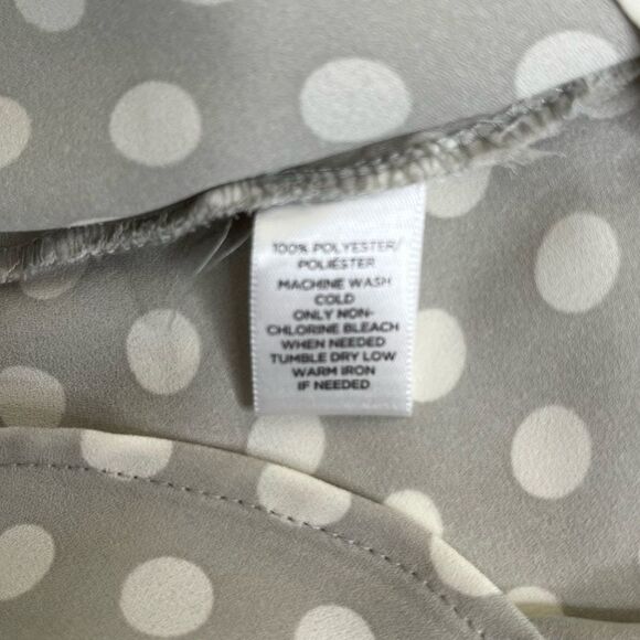 Loft Ann Taylor Gray Polka Dot Button Front Blouse Peter Pan Collar Women Small - Picture 7 of 10